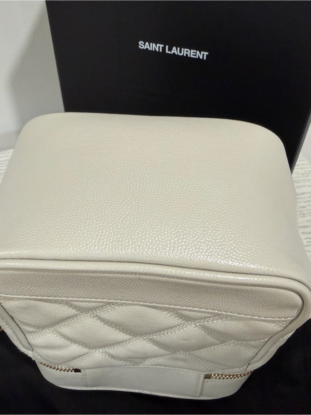 Saint Laurent Cream Quilted Crossbody Camera Bag with Gold Hardware - Picture 7 of 10
